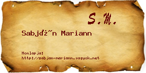 Sabján Mariann névjegykártya